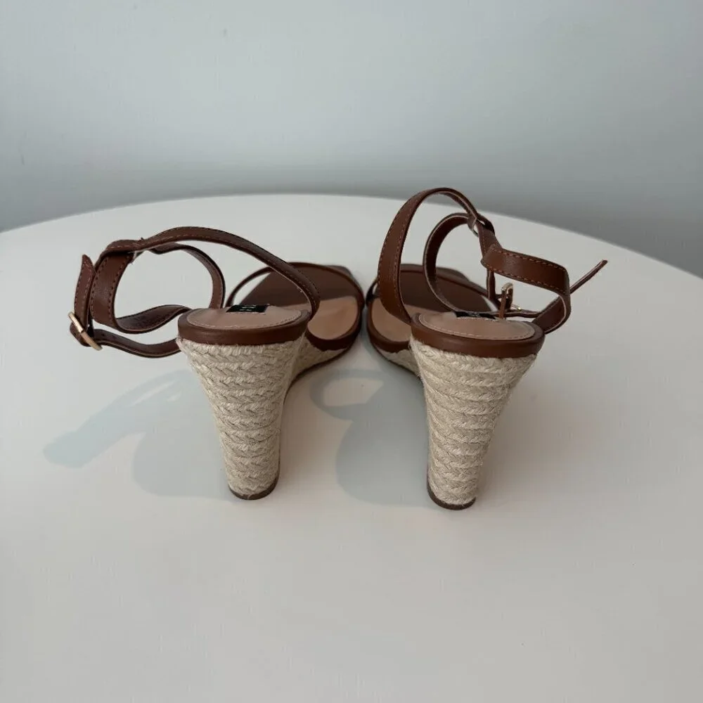 Brand New Aqua Izabl Ankle Strap Espadrille Wedge Sandals - Size 9.5